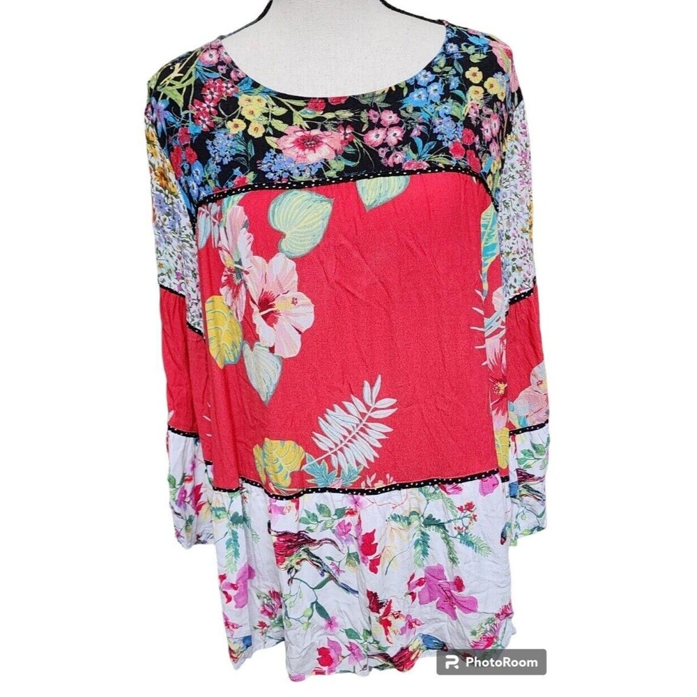 John Mark Blouse Size Large Relaxed Fit Flowy Boho Artsy